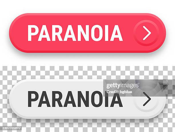 paranoia - 3d click web buttons on blank background - psycho graphics stock illustrations