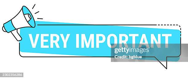 very important - speech bubble and megaphone on white background - too much technology stock illustrations