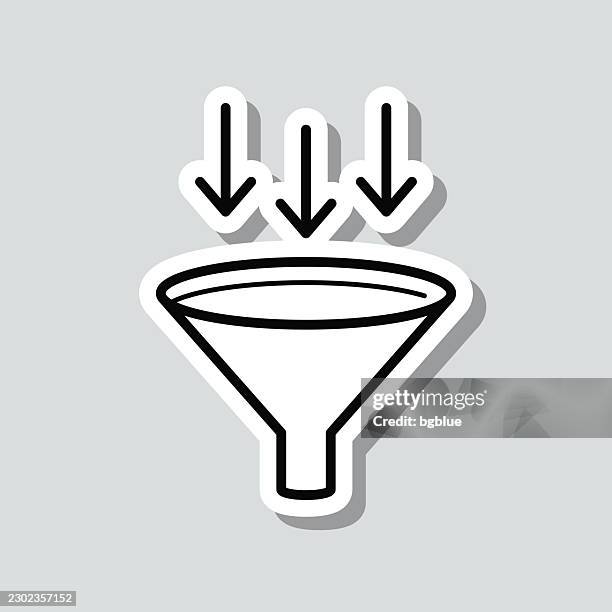 funnel. icon sticker on gray background - water filter stock illustrations