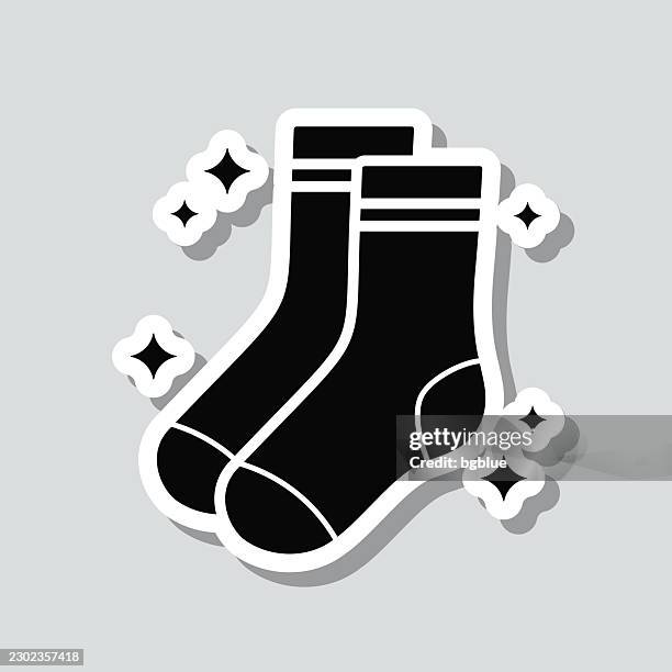 clean socks. icon sticker on gray background - white socks stock illustrations