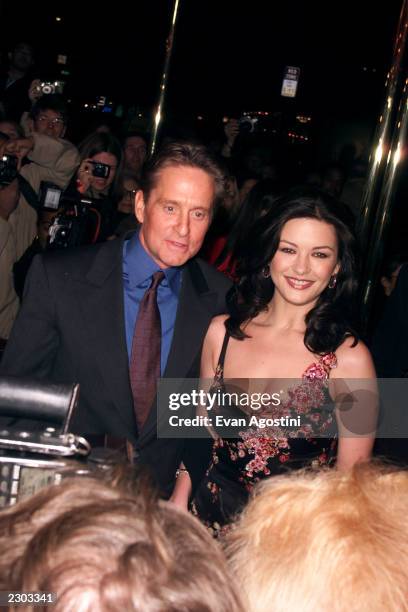 Michael Douglas and Catherine Zeta-Jones arrive at the 'Russian Tea Room' for their wedding rehearsal dinner in New York City.