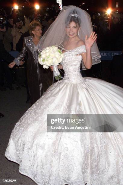 Mexican pop star/actress Thalia arrives at St. Patrick's Cathedral in New York City, for her wedding to Sony Music CEO and Chairman Tommy Mottola....