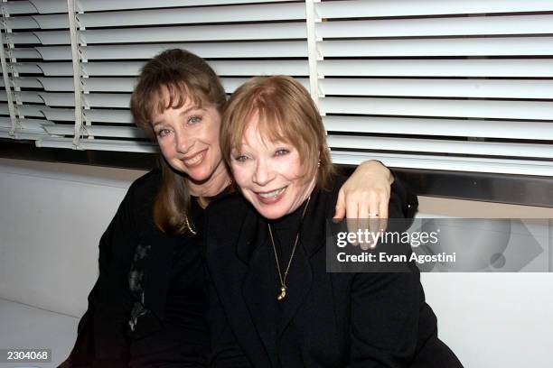 Shirley MacLaine with daughter Sachi Parker at a dinner party for Tom Hanks, hosted by Nora Ephron at 'Isla' restaurant in Greenwhich Village, New...