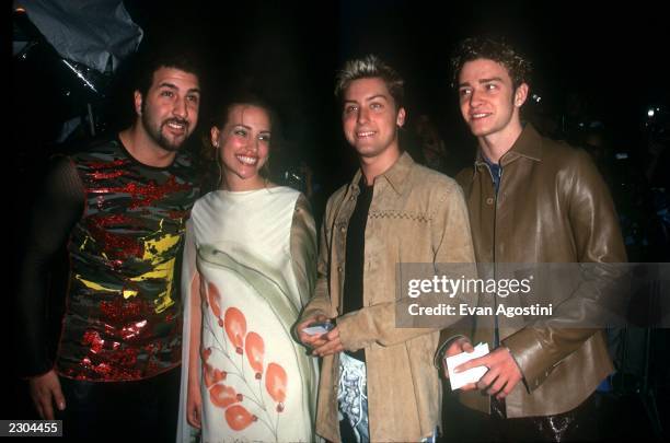 New York City 'Coyote Ugly' premiere screening at the Ziegfeld Theatre. Piper Perabo with 'NSYNC' members Joey Fatone, Lance Bass and Justin...