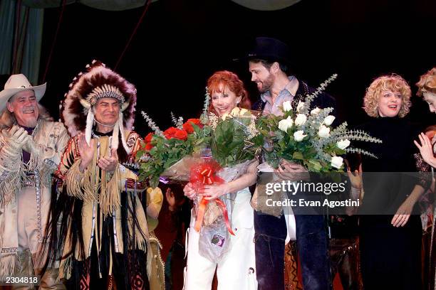 Reba McEntire takes over lead role in 'Annie Get Your Gun' on Broadway at the Marquis Theatre in New York City. Pictured: McEntire with co-stars...