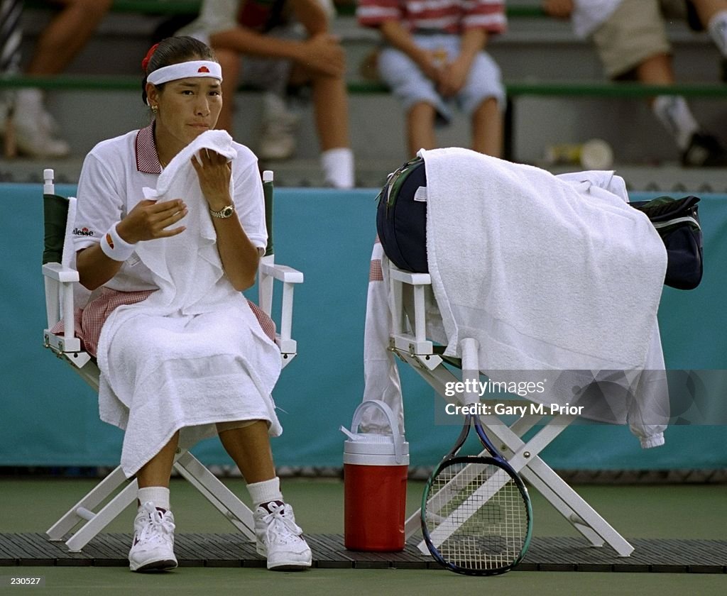 27 Jul 1996: Kimiko Date of Japan in the second round of the tennis competition at the 1996 Centenni