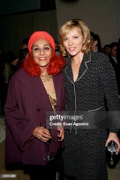 7th On Sixth/Mercedes-Benz Fall 2001 Fashion Week: Stylist/designer Patricia Field and Kim Cattrall attend the Joseph Abboud Fall 2001 Menswear...