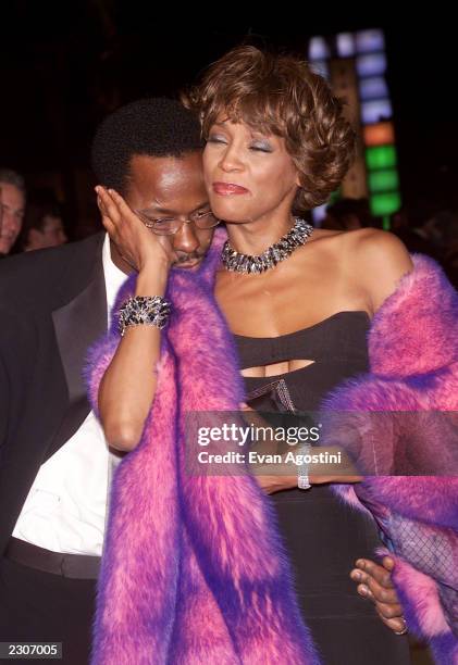 Bobby Brown and Whitney Houston arrive at the Vanity Fair Oscar party at Morton's Restaurant in Los Angeles Sunday night, March 25, 2001. Photo by...