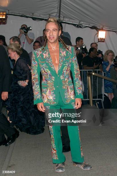 Designer John Galliano arrives at the Metropolitan Museum's Costume Institute Gala for the opening of 'Jacqueline Kennedy: The White House Years' at...
