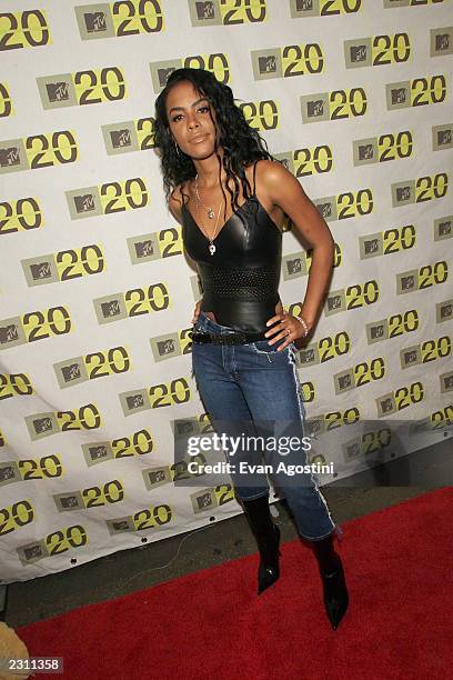 Aaliyah arriving at the MTV 20th Anniversary party, "MTV20: Live and Almost Legal" at Hammerstein Ballroom in New York City on 8/1/01. Photo by Evan...