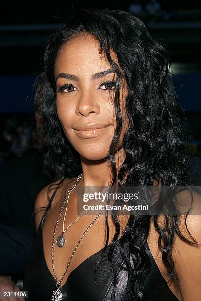 Aaliyah arriving at the MTV 20th Anniversary party, "MTV20: Live and Almost Legal" at Hammerstein Ballroom in New York City on 8/1/01. Photo by Evan...