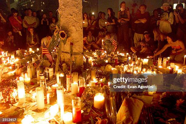 Candlelight vigil for the victims of the World Trade Center terrorist attack at Union Square in New York City. 9/13/2001. Photo: Evan...