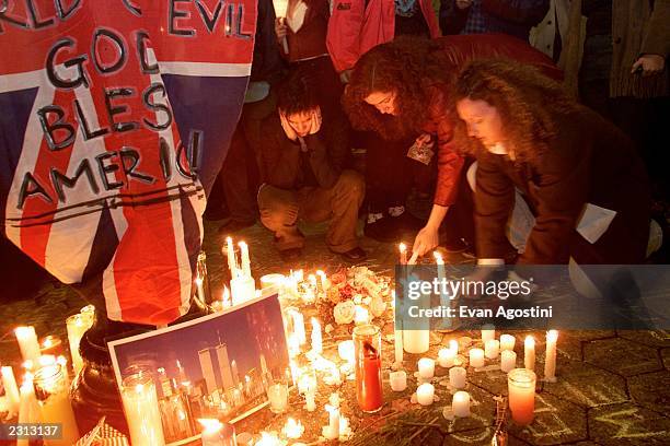 Candlelight vigil for peace and remembrance at Union Square in New York City, following the World Trade Center and Pentagon terrorist attacks....