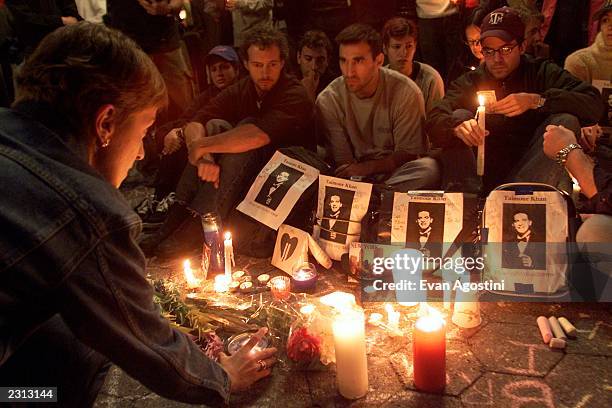 Candlelight vigil for peace and remembrance at Union Square in New York City, following the World Trade Center and Pentagon terrorist attacks....