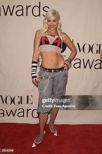 Gwen Stefani arriving at the 2001 VH1 Vogue Fashion Awards at Hammerstein Ballroom in New York City, 10/19/01. Photo by Evan Agostini/ImageDirect.