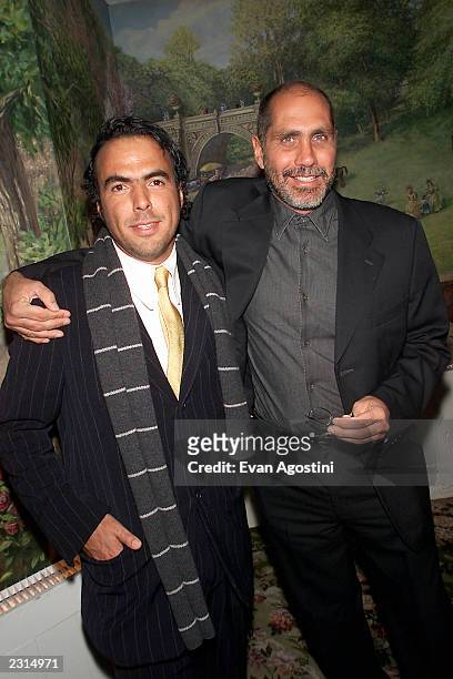 Director Alejandro Gonzalez Inarritu and writer Guillermo Arriaga, Best Foreign Film winners for "Amores Perros" at the 2001 National Board Of Review...