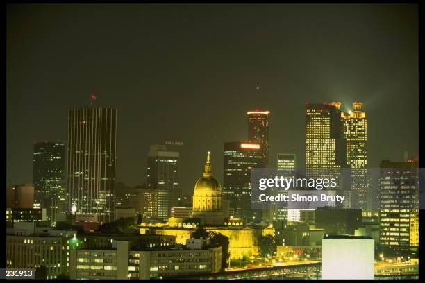 Nightime view of the skyline of Atlanta, Georgia. Atlanta will host the 1996 Summer Olympic Games.