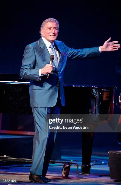 Tony Bennett performing at the Democratic National Committee's "A Night at the Apollo" voter registration drive & fund-raiser at The Apollo Theater...