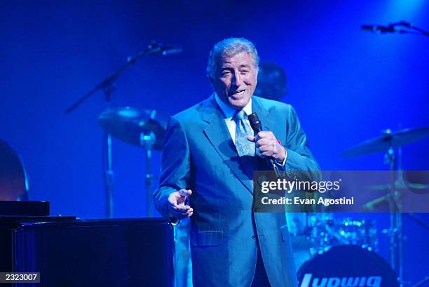 Tony Bennett performing at the Democratic National Committee's "A Night at the Apollo" voter registration drive & fund-raiser at The Apollo Theater...