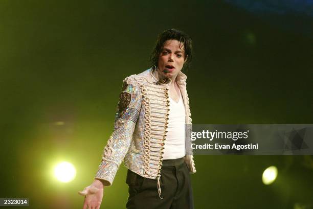 Michael Jackson performing at the Democratic National Committee's "A Night at the Apollo" voter registration drive & fund-raiser at The Apollo...
