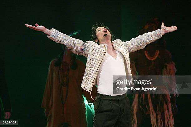 Michael Jackson performing at the Democratic National Committee's "A Night at the Apollo" voter registration drive & fund-raiser at The Apollo...