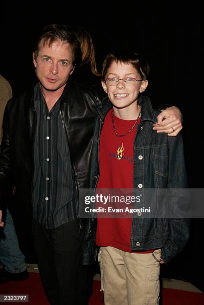 Michael J. Fox with son Sam at a benefit pre-party & premiere of "Star Wars Episode II: Attack Of The Clones" during the Tribeca Film Festival at the...