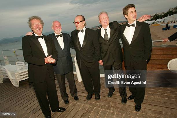 New Line co-chairs Bob Shaye and Michael Lynne, Jack Nicholson, Rolf Mittweg and Dir. Alexander Payne at the "About Schmidt" Pre-Premiere party at...