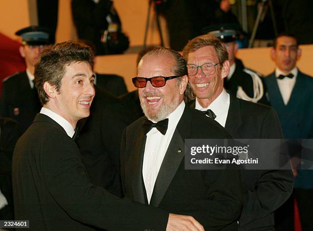 Dir. Alexander Payne, Jack Nicholson and Producer Harry Gittes at the "About Schmidt" Premiere during the 55th Cannes Film Festival in Cannes,...