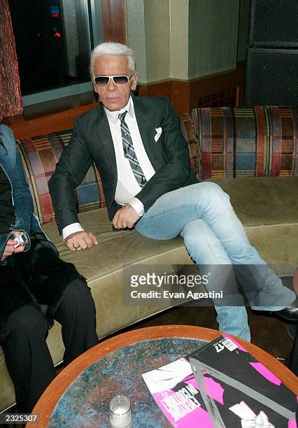 Designer Karl Lagerfeld at the Vive La Fete party at Church Lounge at Tribeca Grand Hotel in New York City. June 4, 2002. Photo: Evan...