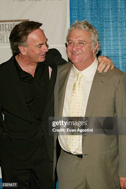 Neil Diamond with inductee Randy Newman at the 33rd Annual Songwriters Hall Of Fame Awards induction ceremony at The Sheraton New York Hotel in New...