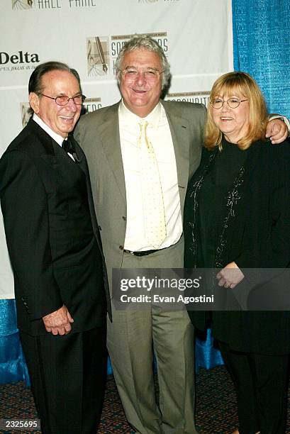 Hal David and Linda Moran with Inductee Randy Newman at the 33rd Annual Songwriters Hall Of Fame Awards induction ceremony at The Sheraton New York...