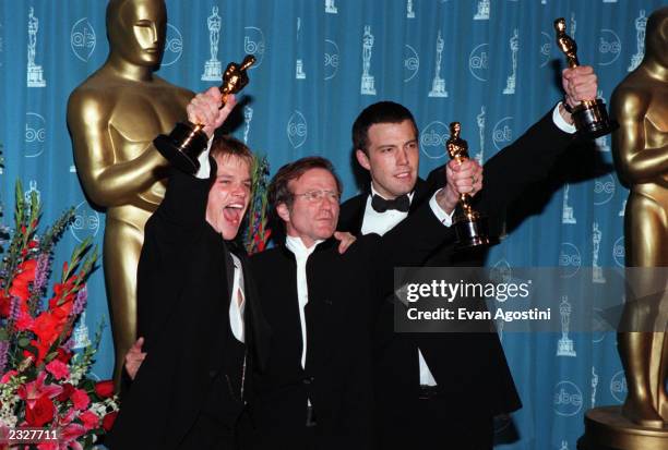 70th ANNUAL ACADEMY AWARDS AT THE SHRINE AUDITORIUM Pressroom: Matt Damon, Ben Affleck & Robin Williams Photo: Evan Agostini/ImageDirect