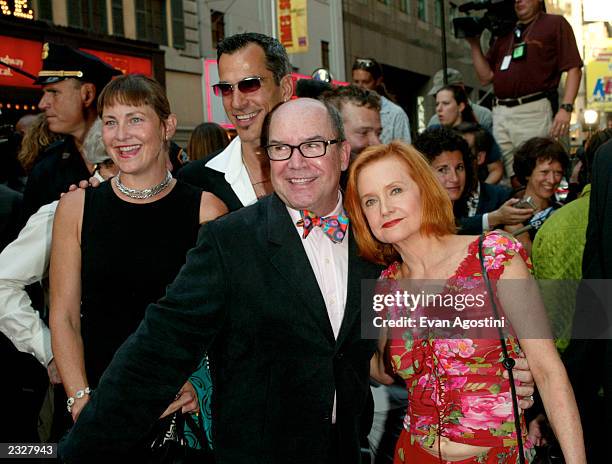 Director Jack O'Brien with Swoosie Kurtz, Cherry Jones and Choreographer Jerry Mitchell arriving at the opening night of the musical "Hairspray" at...