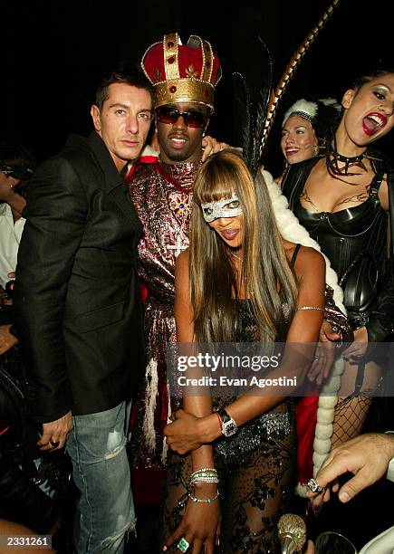 Stefano Gabbana, Sean P. Diddy Combs and Naomi Campbell at Dolce & Gabbana's Halloween Party at Cipriani 42nd Street in New York City. October 31,...