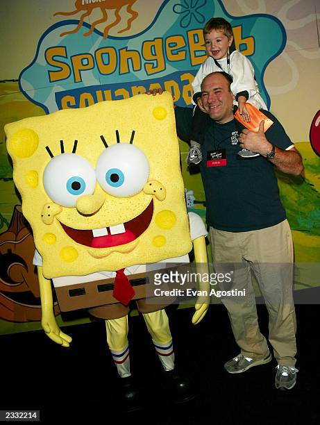 James Gandolfini with son Michael and Sponge Bob Square Pants at the Dream Halloween event to benefit Children Affected by AIDS Foundation at Pier 59...