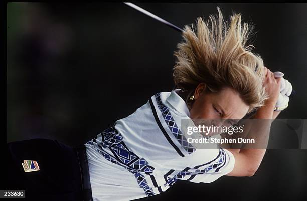 Liselotte Neumann of Sweden drives during the 1993 Nabisco Dinah Shore at Mission Hills, California.