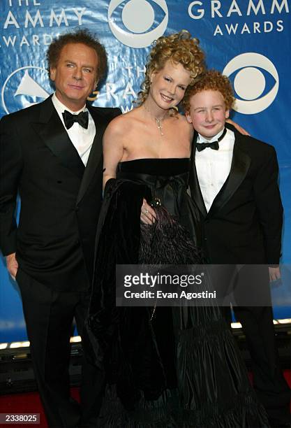 Art Garfunkel, wife Kim Cermank and son Paul arrive at the 45th Annual Grammy Awards at Madison Square Garden on February 23, 2003 in New York City.