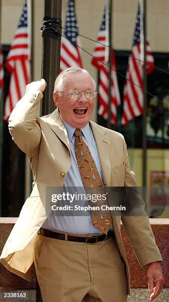 Astronaut Neil Armstrong, the first man on the moon, smiles after the ribbon cutting during the kick-off celebration ceremony of the Centennial Of...