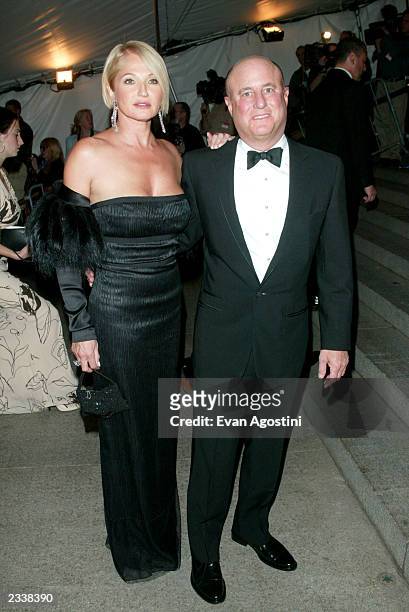 Actress Ellen Barkin and actor Ron Pereman arrive at the Metropolitan Museum of Art Costume Institute Benefit Gala sponsored by Gucci April 28, 2003...