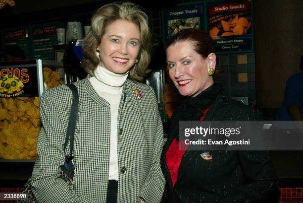 Maria Cooper Janis and Angela Hemingway attend the "Jersey Guy" film premiere at Chelsea West Cinema April 22, 2003 in New York City.