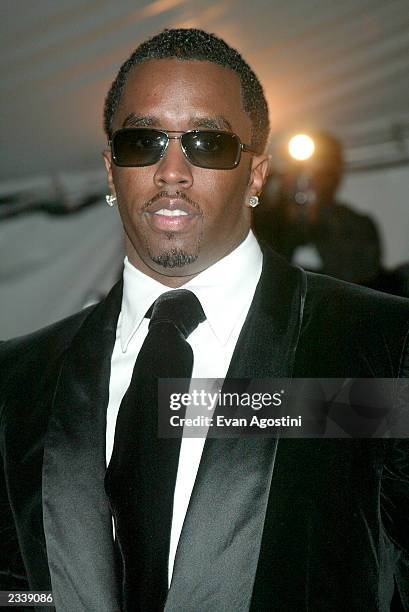 Producer Sean P. Diddy Combs arrives at the Metropolitan Museum of Art Costume Institute Benefit Gala sponsored by Gucci April 28, 2003 at The...