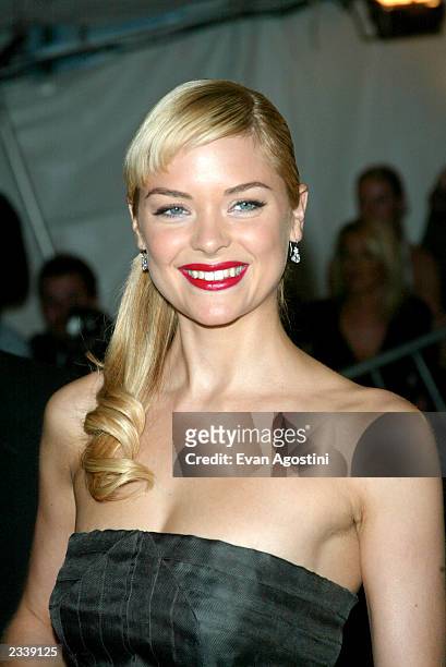 Model/Actress Jaime King arrives at the Metropolitan Museum of Art Costume Institute Benefit Gala sponsored by Gucci April 28, 2003 at The...