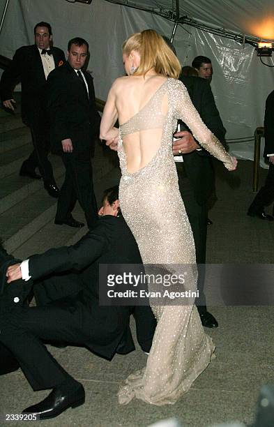 Actress Nicole Kidman almost knocked over by Adrien Brody who slipped trying to stop his mother from falling at the Metropolitan Museum Of Art...