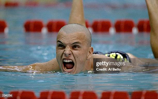 Scott Miller of Australia after finishing second in the men''s 100m butterfly final at the Georgia Tech Aquatic Center at the 1996 Centennial Olympic...