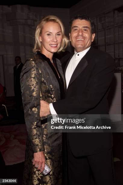 Haim Saban and wife Cheryl arriving at the 2001 Latin Recording Academy Person of the Year Tribute to Julio Iglesias at the Beverly Hilton Hotel in...