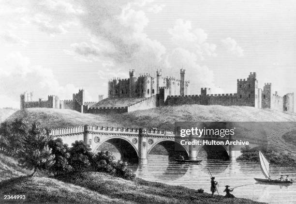 Alnwick Castle, seat of the Duke of Northumberland, circa 1783. Engraving by W Watts after Lord Duncannon.