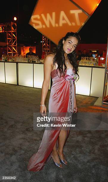 Actress Michelle Rodriguez attends at the after-party for "S.W.A.T." on July 30, 2003 in Los Angeles, California.