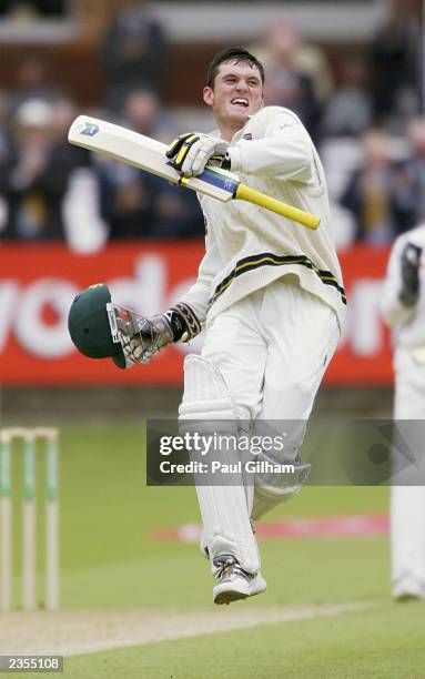 Graeme Smith of South Africa celebrates scoring a double century during the second day of the second npower test match between England and South...