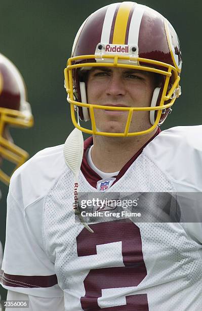 Punter Brent Bartholomew of the Washington Redskins looks on during the first day of training camp on July 28, 2003 at Redskin Park in Ashburn,...