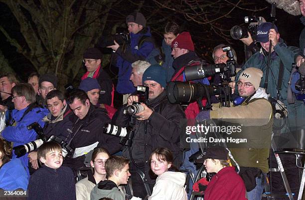 Photographers at christening of Madonna and Guy Ritchie's baby Rocco at Dornoch Cathedral in Scotland Photo: Dave Hogan/MP/Getty Images